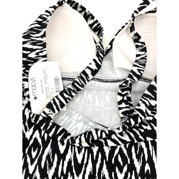 Swim Solutions Black Tankini Ruffled One-piece Swimsuit 10 NEW - Picture 7 of 7